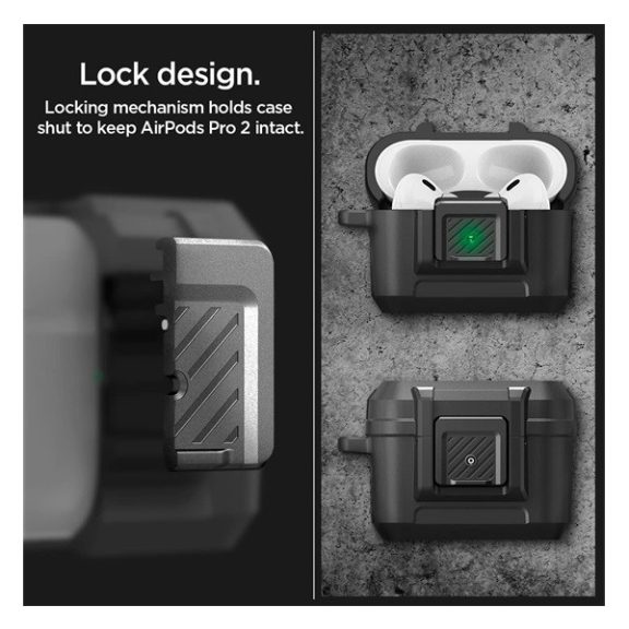 Spigen Lock Fit Airpods Pro (2nd Gen) fülhallgató tok, matt fekete