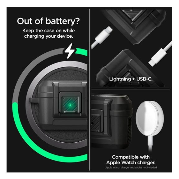 Spigen Lock Fit Airpods Pro (2nd Gen) fülhallgató tok, matt fekete