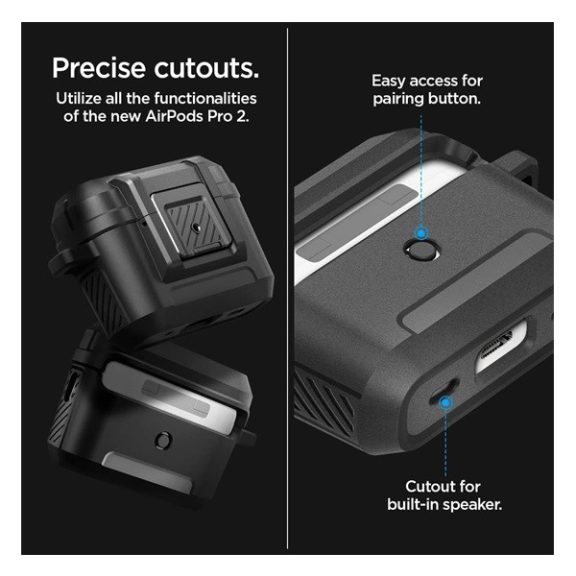 Spigen Lock Fit Airpods Pro (2nd Gen) fülhallgató tok, matt fekete