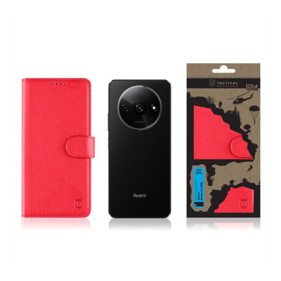 Tactical Field Notes Xiaomi Redmi A3 (2024) flip/oldalra nyíló tok, piros