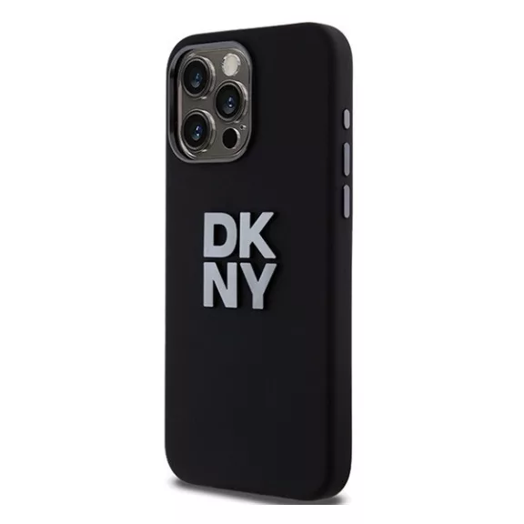 DKNY Liquid Silicone Metal Logo  Apple iPhone 15 Pro hátlap tok, fekete, DKHCP15LSMCBSK