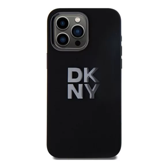 DKNY Liquid Silicone Metal Logo  Apple iPhone 15 Pro hátlap tok, fekete, DKHCP15LSMCBSK