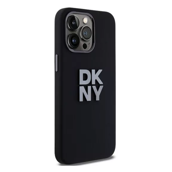 DKNY Liquid Silicone Metal Logo  Apple iPhone 15 Pro hátlap tok, fekete, DKHCP15LSMCBSK