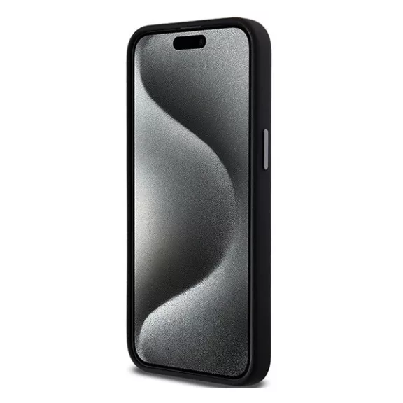 DKNY Liquid Silicone Metal Logo  Apple iPhone 15 Pro hátlap tok, fekete, DKHCP15LSMCBSK