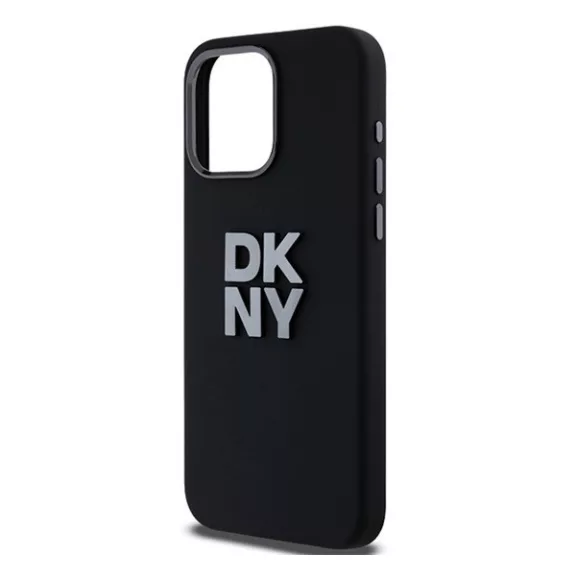 DKNY Liquid Silicone Metal Logo  Apple iPhone 15 Pro hátlap tok, fekete, DKHCP15LSMCBSK