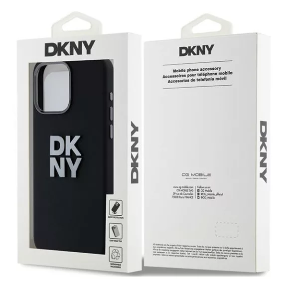 DKNY Liquid Silicone Metal Logo  Apple iPhone 15 Pro hátlap tok, fekete, DKHCP15LSMCBSK