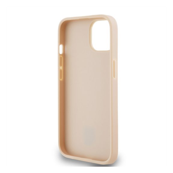 DKNY PU Leather Checkered Pattern and Stripe Apple iPhone 13 hátlap tok, rózsaszín