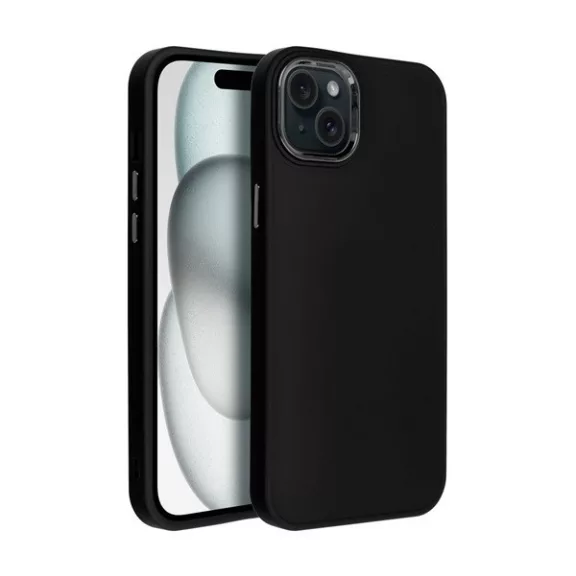 Frame iPhone 15 Plus közepesen ütésálló tok kameravédő kerettel, fekete