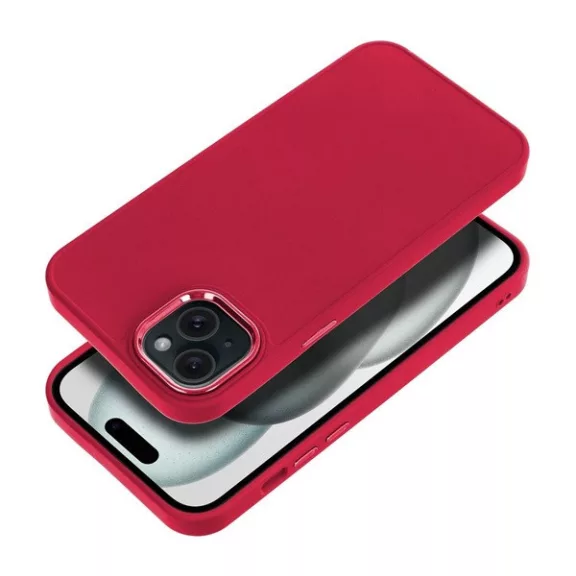 Frame iPhone 15 Plus közepesen ütésálló tok kameravédő kerettel, magenta