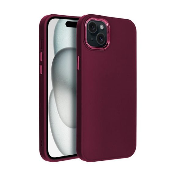 Frame iPhone 15 Plus közepesen ütésálló tok kameravédő kerettel, lila