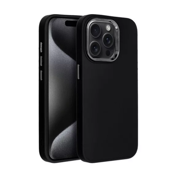 Frame iPhone 15 Pro közepesen ütésálló tok kameravédő kerettel, fekete