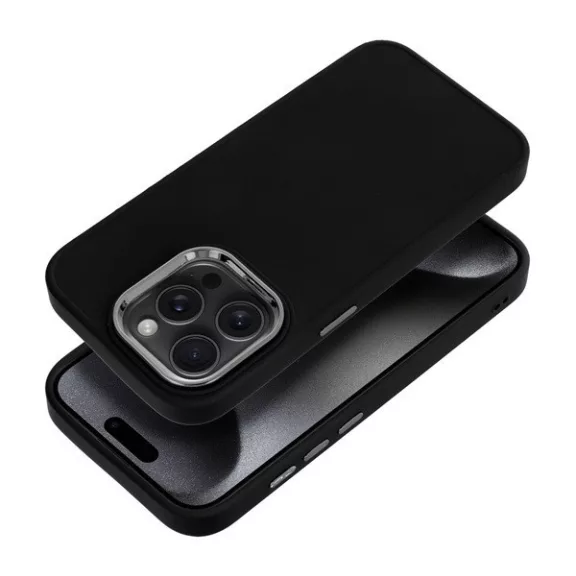 Frame iPhone 15 Pro közepesen ütésálló tok kameravédő kerettel, fekete