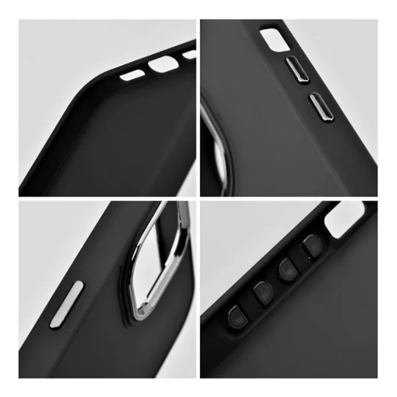 Frame iPhone 15 Pro közepesen ütésálló tok kameravédő kerettel, fekete