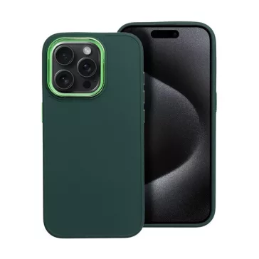   Frame iPhone 15 Pro közepesen ütésálló tok kameravédő kerettel, zöld