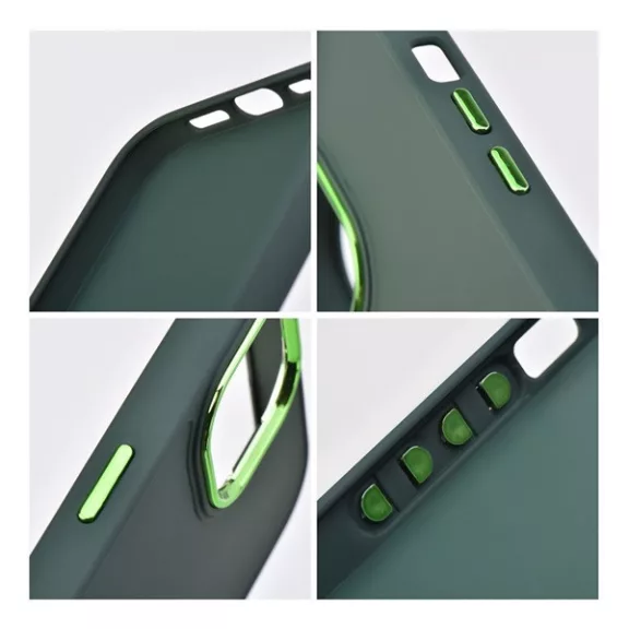 Frame iPhone 15 Pro Max közepesen ütésálló tok kameravédő kerettel, zöld