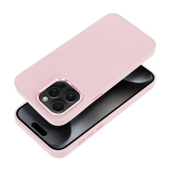 Frame iPhone 15 Pro Max közepesen ütésálló tok kameravédő kerettel, rózsaszín