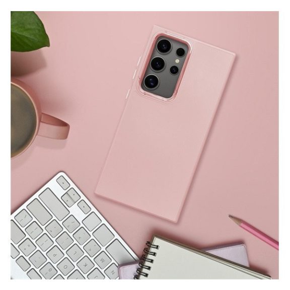 Frame Samsung Galaxy S23 FE közepesen ütésálló tok kameravédő kerettel, rózsaszín