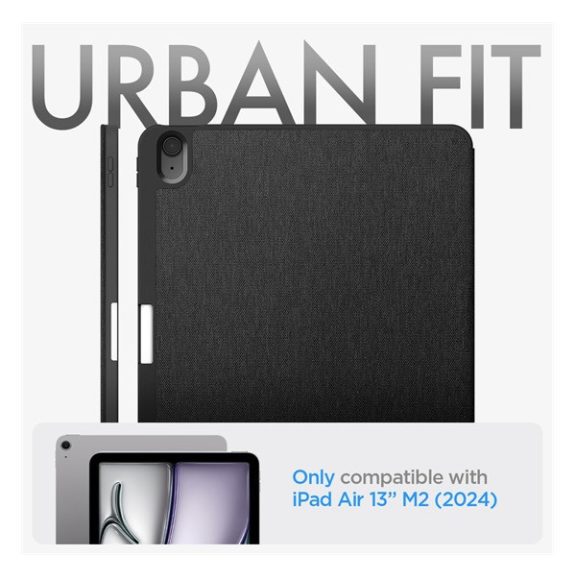 Spigen Urban Fit Apple iPad Air 13" (2024 / 2025) oldalra nyíló tok, fekete