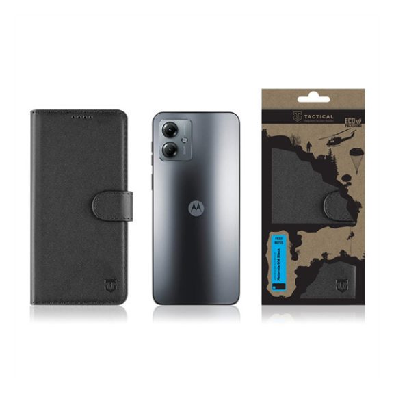 Tactical Field Notes Motorola G14, flip/oldalra nyíló tok, fekete