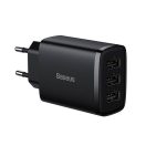 Baseus kompakt gyorstöltő 3x USB, 17W, Fekete