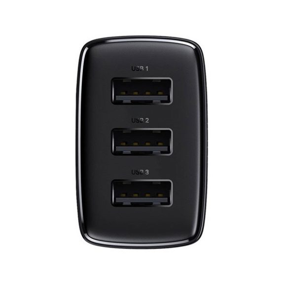Baseus kompakt gyorstöltő 3x USB, 17W, Fekete
