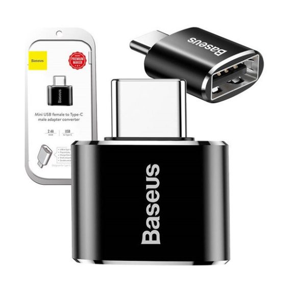 Baseus USB-USB-C 2.4A adapter, fekete