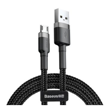   Baseus Cafule USB / Micro-USB töltő- és adatkábel, 2,4A, 1m, szürke-fekete