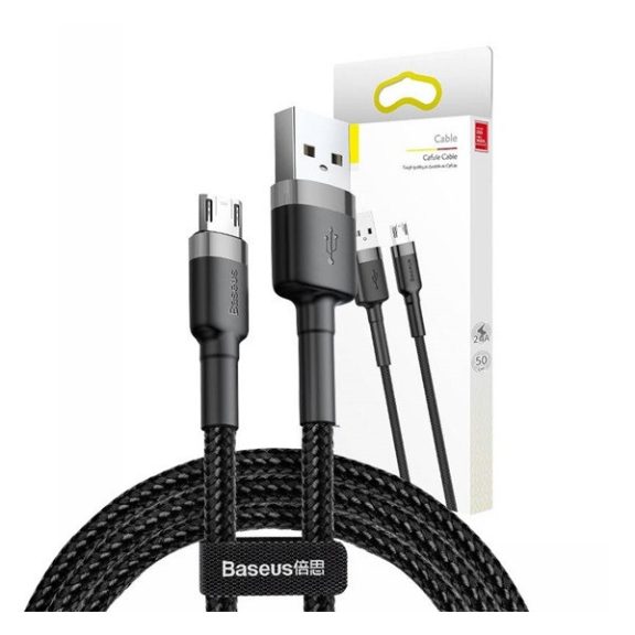 Baseus Cafule USB / Micro-USB töltő- és adatkábel, 2,4A, 1m, szürke-fekete