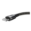 Baseus Cafule USB / Lightning töltő- és adatkábel, 1,5A, 2m, szürke-fekete