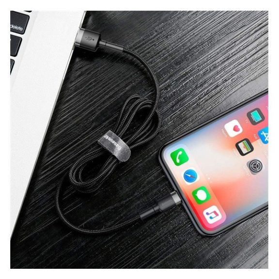 Baseus Cafule USB / Lightning töltő- és adatkábel, 1,5A, 2m, szürke-fekete