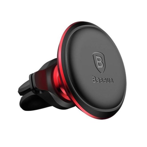 Baseus Magnetic Air Vent Mágneses autós telefontartó kábelcsipesszel, piros