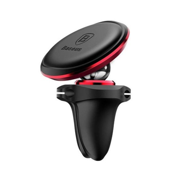 Baseus Magnetic Air Vent Mágneses autós telefontartó kábelcsipesszel, piros