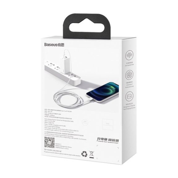Baseus Superior Series USB-C / Lightning töltő- és adatkábel, 20W, PD, 1m, fehér