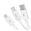 Baseus Superior Series 3in1 töltő- és adatkábel, USB / microUSB / USB-C / Lightning, 3,5 A, 1,2 m, fehér