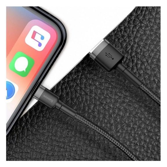 Baseus Cafule USB / Lightning töltő- és adatkábel, 2.4A, 1 m, szürke-fekete