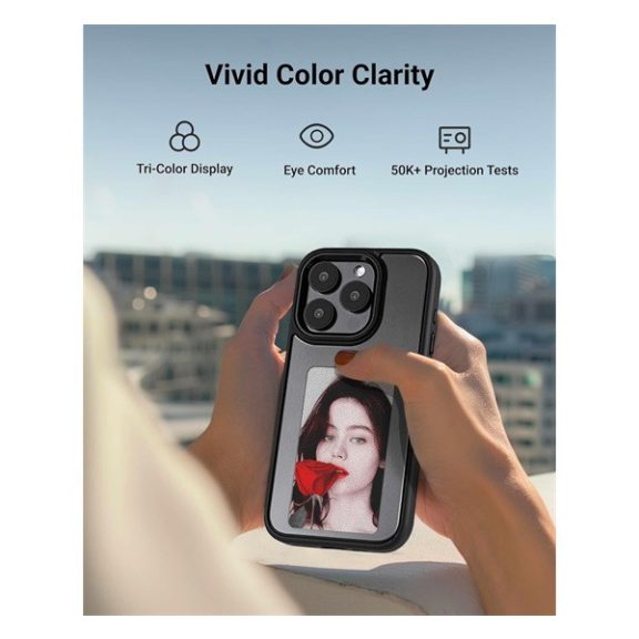 E-Ink okos telefontok, programozható NFC kijelzővel iPhone 15 Pro Max, rózsaszín