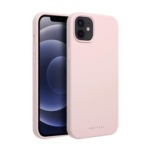 Roar Apple iPhone 12 prémium szilikon tok velúr béléssel, világos rózsaszín