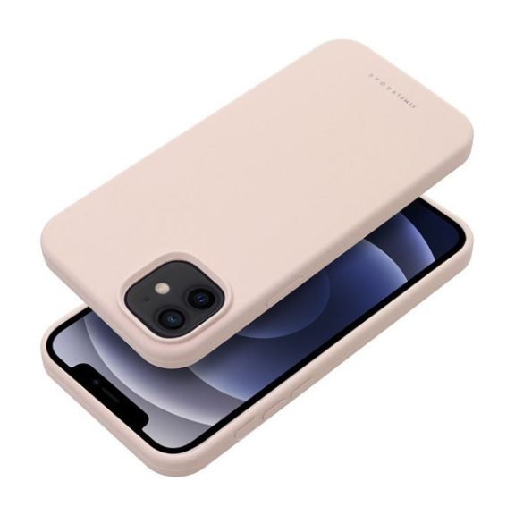Roar Apple iPhone 12 prémium szilikon tok velúr béléssel, világos rózsaszín