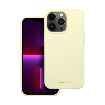   Roar Apple iPhone 13 Pro prémium szilikon tok velúr béléssel, világossárga