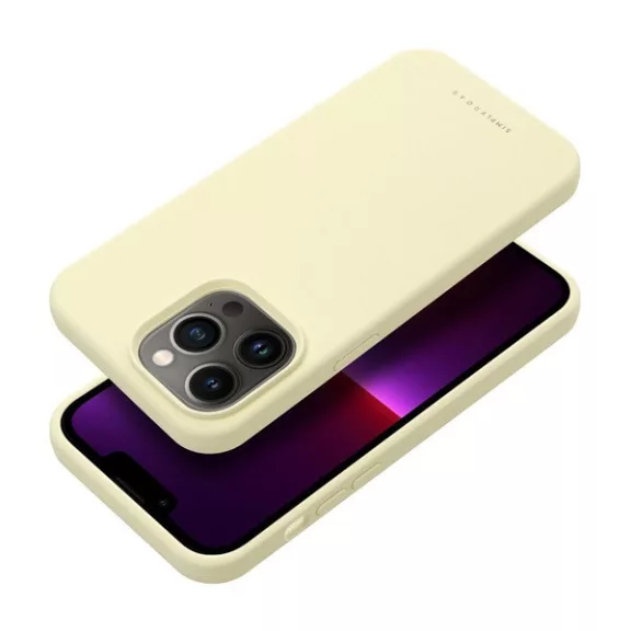 Roar Apple iPhone 13 Pro prémium szilikon tok velúr béléssel, világossárga