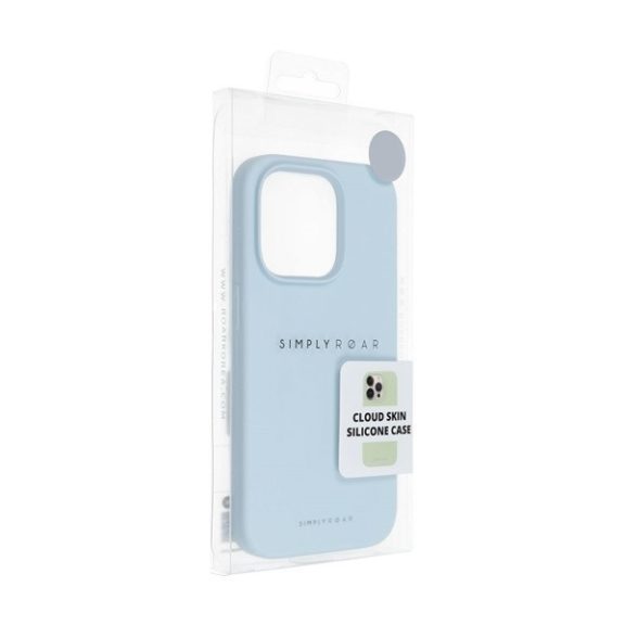 Roar Apple iPhone 14 prémium szilikon tok velúr béléssel, világoskék