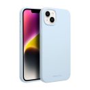 Roar Apple iPhone 14 Plus prémium szilikon tok velúr béléssel, világoskék