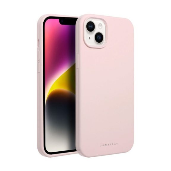 Roar Apple iPhone 14 Plus prémium szilikon tok velúr béléssel, világos rózsaszín