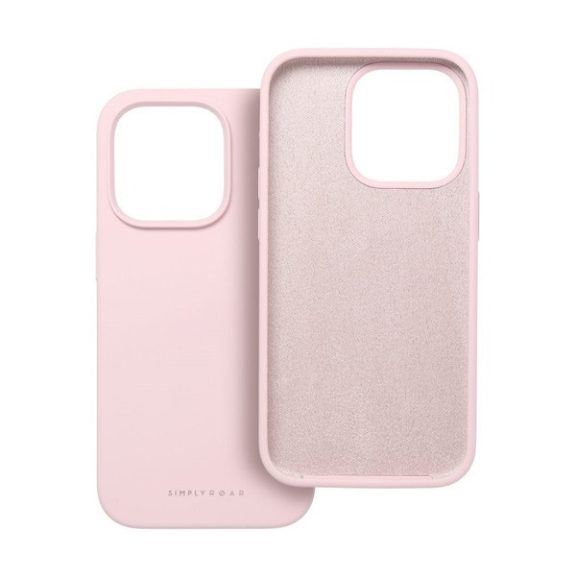 Roar Apple iPhone 14 Plus prémium szilikon tok velúr béléssel, világos rózsaszín