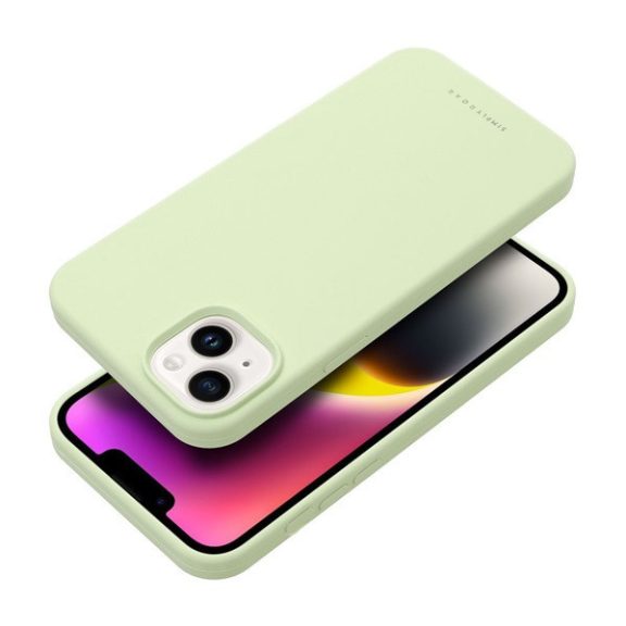 Roar Apple iPhone 14 Plus prémium szilikon tok velúr béléssel, világoszöld