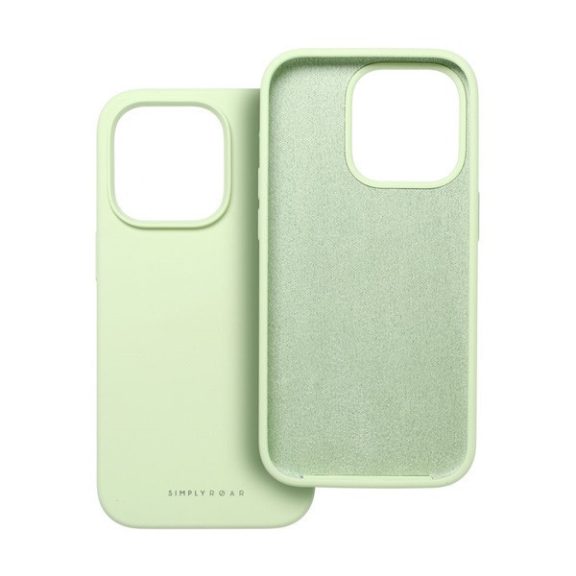 Roar Apple iPhone 14 Plus prémium szilikon tok velúr béléssel, világoszöld