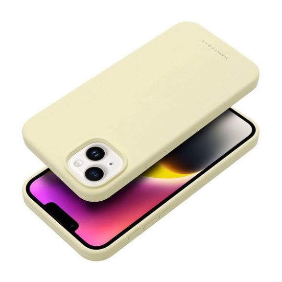 Roar Apple iPhone 14 Plus prémium szilikon tok velúr béléssel, világossárga