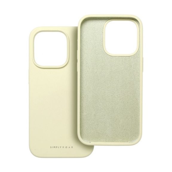 Roar Apple iPhone 14 Plus prémium szilikon tok velúr béléssel, világossárga