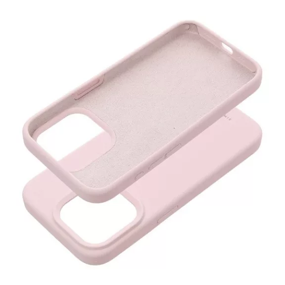 Roar Apple iPhone 15 Pro prémium szilikon tok velúr béléssel, világos rózsaszín