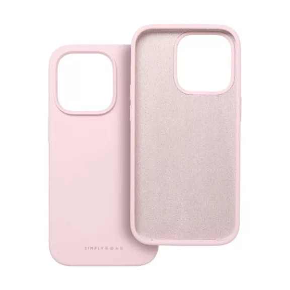 Roar Apple iPhone 15 Pro prémium szilikon tok velúr béléssel, világos rózsaszín